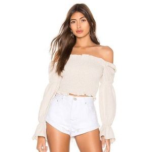 New with tags Superdown smocked puff sleeve gingham top size M